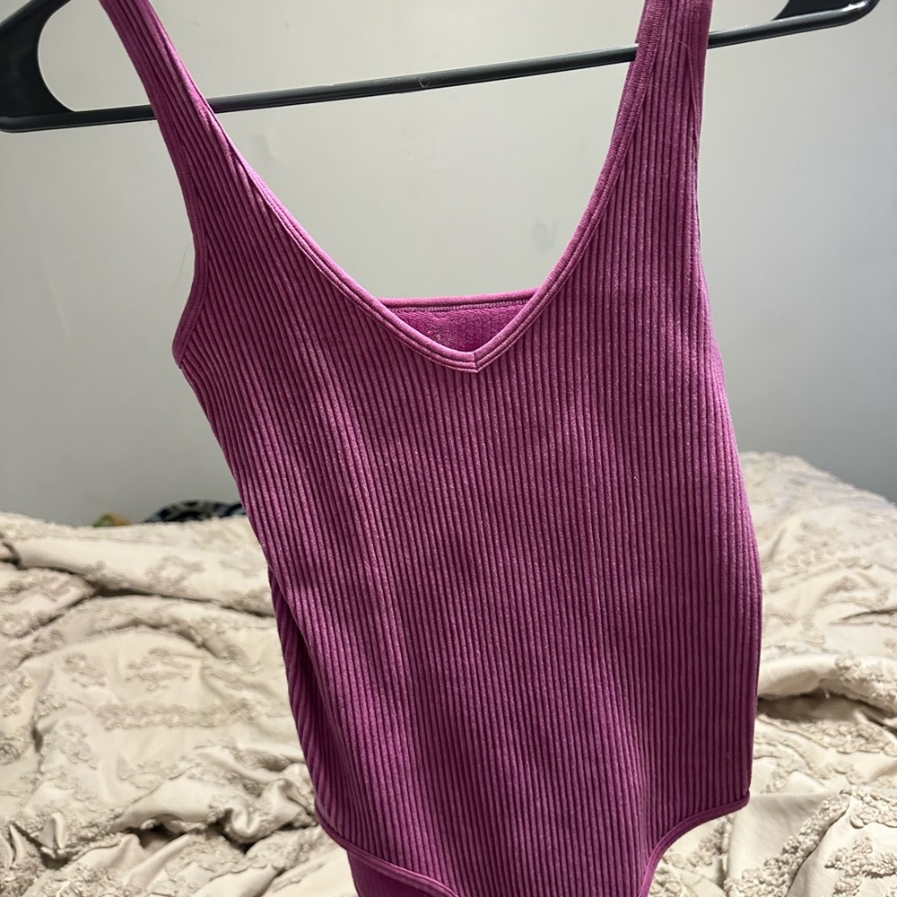 Ribbed Pink Bodysuit
